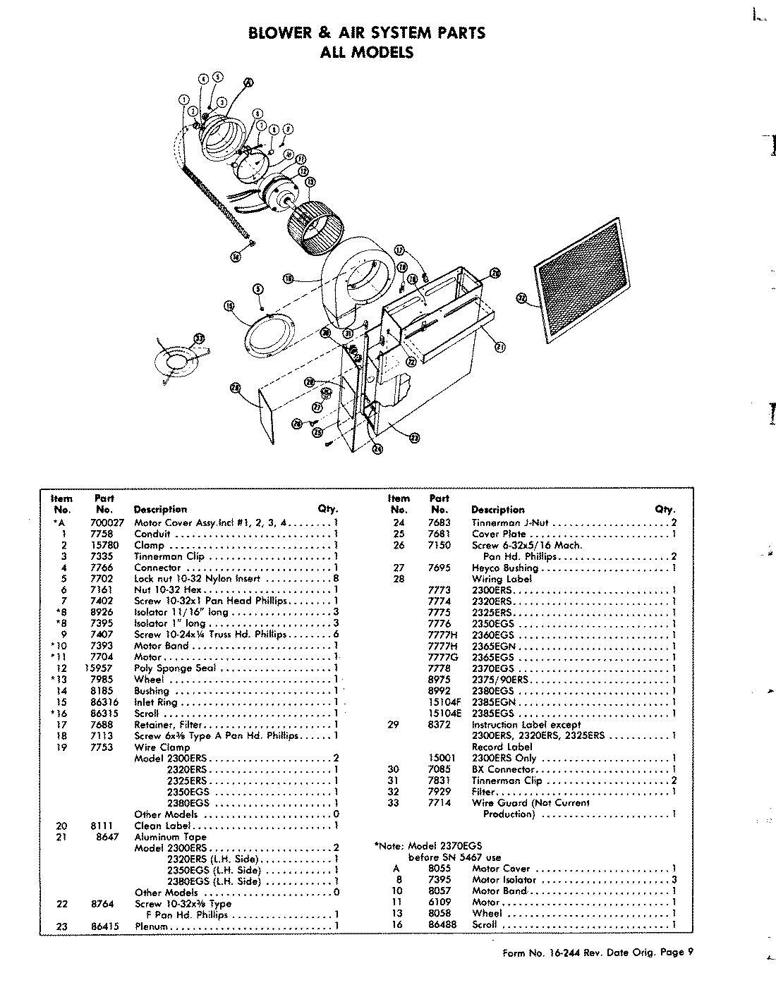 01 - BLOWER & AIR SYSTEM PARTS