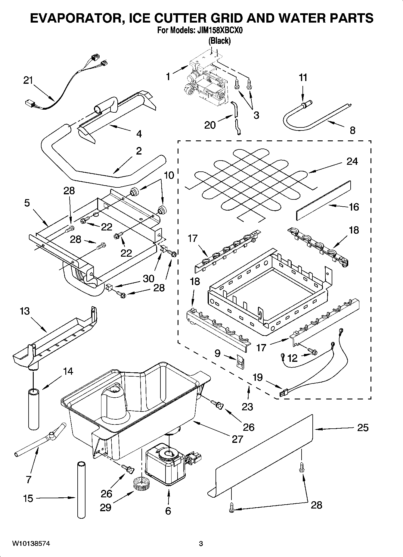 02 - EVAPORATOR, ICE CUTTER GRID AND WATER PARTS