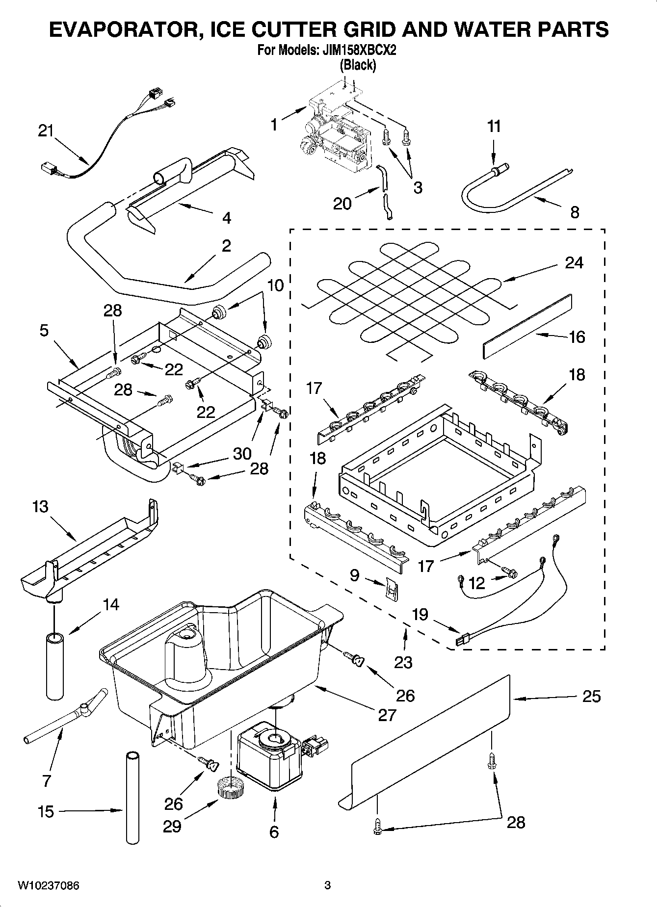 02 - EVAPORATOR, ICE CUTTER GRID AND WATER PARTS