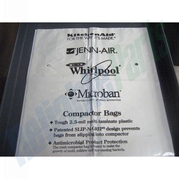 Compatible with Whirlpool, Kenmore, KitchenAid, W10165294rb (30 pack) Trash  Compactor Bags with Button Holes 15 inch Premium Made in USA